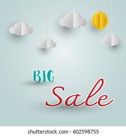 Vector discount sales concept on a blue background illustration.