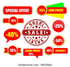 vector discount stamp and banners