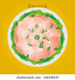A Vector Dish With Colorful Seafood Isolated