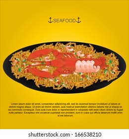 A Vector Dish With Colorful Seafood Isolated
