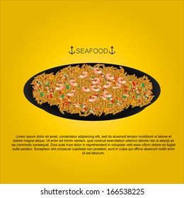 A Vector Dish With Colorful Seafood Isolated