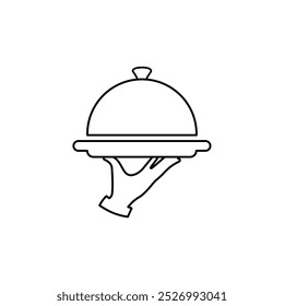 Vector dish icon. illustration of a restaurant waiter's hand symbol carrying food.