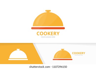 Vector dish logo combination. Plate symbol or icon. Unique kitchen logotype design template.