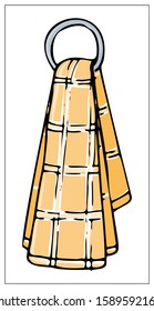 Vector dish towel. Hand drawn illustration with Kitchen Utensils isolated on a white background. Template for graphic design of packaging, backgrounds, banners or menu. Vector stock illustration