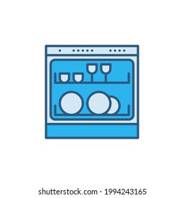Vector Concepto de lavavajillas Icono azul moderno o elemento logotipo