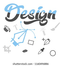 Vector disigners tools. Lettering disign. 