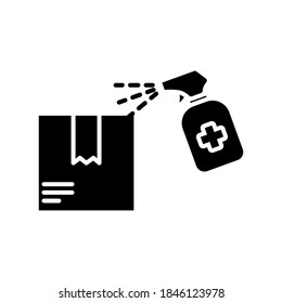 Vector Disinfecting box icon, spray sanitizer, Covid-19 prevention symbol on isolated white background for UI/UX and website.