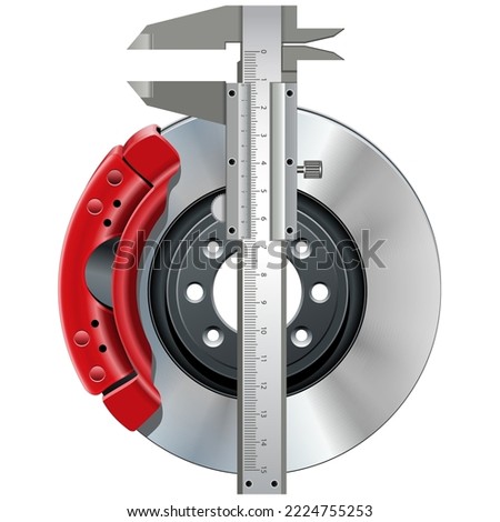 Vector Disk Brake with Calipers isolated on white background