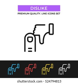 Vector dislike icon. Finger and thumbs up button. Premium quality graphic design. Modern signs, outline symbols collection, simple thin line icons set for website, web design, mobile app, infographics