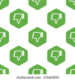 Vector dislike symbol in hexagon, repeated on white background