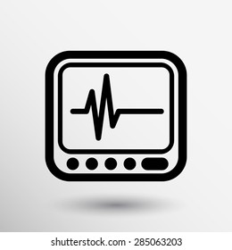 Vector Display with Cardiogram Icon medical survey test isolated.