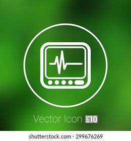 Vector Display with Cardiogram Icon medical survey test isolated.