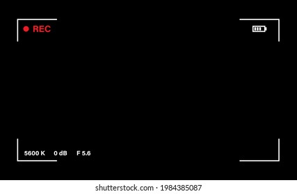 Vector display frame of the camera and camcorder when shooting video, mode rec.