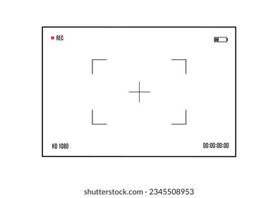 Vektorgrafik-Rahmen, Fokus und Raster, Zoom, Blende, Vorschau. Bildsucher-Set für Foto- oder Videokamera. Digitale Camcorder-Schnittstelle. Fokussieren des Rahmens mit Einstellknöpfen.