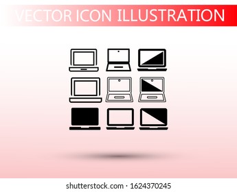 Vector display mobile network lcd internet view tablet laptop simple responsive watch set