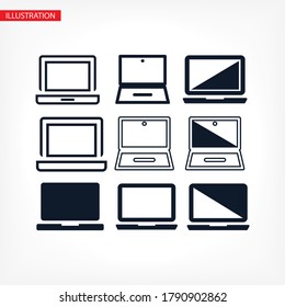 Vector display mobile network lcd internet view tablet laptop simple responsive watch set