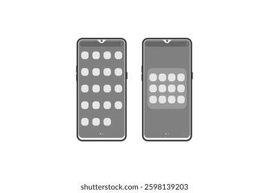 Vector display on android phone isolated on white background.