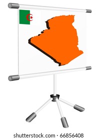 vector display with a silhouette map of Algeria