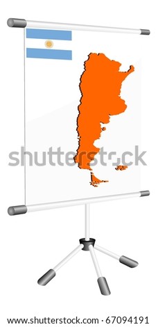 vector display with a silhouette map of Argentina