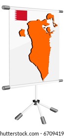 vector display with a silhouette map of Bahrain