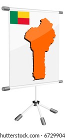 vector display with a silhouette map of Benin