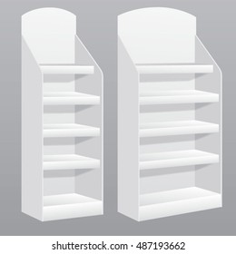 Vector display stands templates with curvy crowner for super markets and trade booths