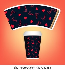 vector disposable paper cup. Clean white to go coffee cup isolated with paper lasercut template