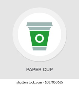 Vector Disposable Paper Cup, Coffee Drink Icon - Plastic Takeaway Hot Cafe