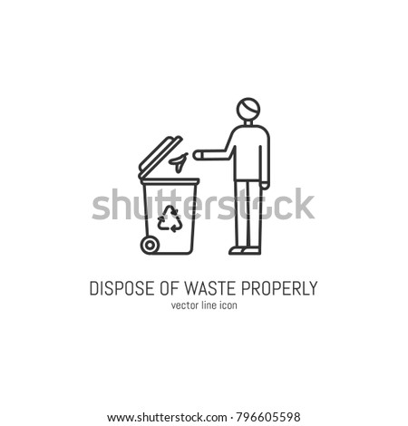 Vector dispose of rubbish icon in trendy linear style isolated on white background