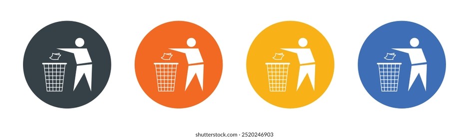 Vector Dispose Trash Icon In Circles