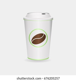 Vector dispossable coffee cup illustration. Isolated on white background.