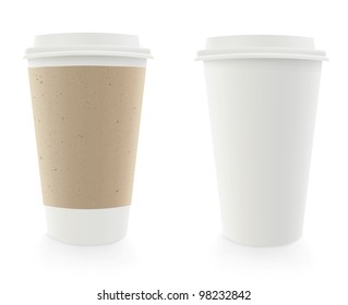 Vector dispossable coffee cup illustration (with cardboard cover) svg