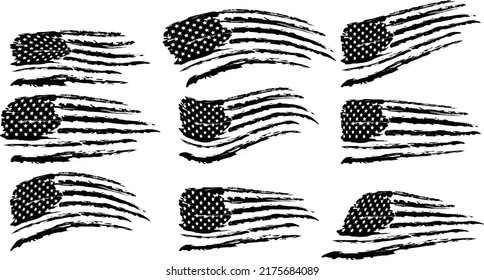 Vector of the disressed american grunge flags svg