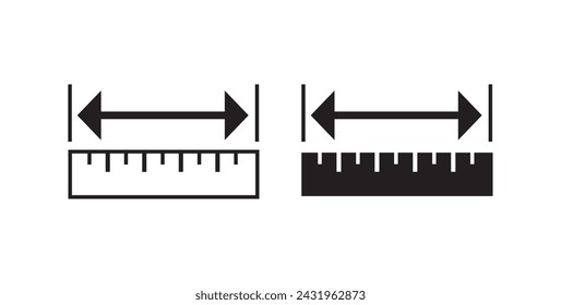 vector distance icon logo. measurement ruler. black outline isolated white background