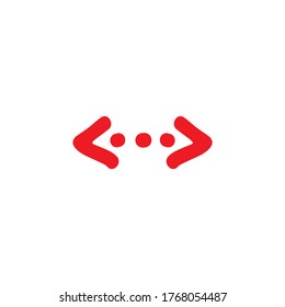 Vector distance icon. Two opposite horizontal arrows isolated on white. Flat stretch icon. Exchange icon. Good for web and software interfaces.  Flip flop pictogram.