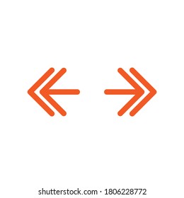 Vector distance icon. Two opposite horizontal arrows isolated on white. Flat stretch icon. Exchange icon. Good for web and software interfaces.  Flip flop pictogram.