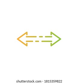 Vector distance icon. Two opposite horizontal arrows isolated on white. Flat stretch icon. Exchange icon. Good for web and software interfaces.  Flip flop pictogram.