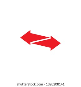 Vector distance icon. Two opposite horizontal arrows isolated on white. Flat stretch icon. Exchange icon. Good for web and software interfaces.  Flip flop pictogram.
