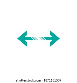 Vector distance icon. Two opposite horizontal arrows isolated on white. Flat stretch icon. Exchange icon. Good for web and software interfaces.  Flip flop pictogram.