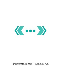 Icono de distancia del vector. Dos flechas horizontales opuestas aisladas en blanco. Icono de estiramiento plano. Icono de Exchange. Ideal para interfaces web y software.  Pictograma de flexión.