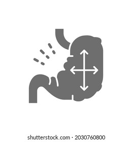 Vector Distended Stomach, Abdominal Distension Grey Icon.