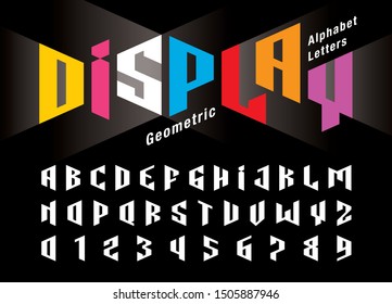 Vector of Distort Modern Alphabet Letters and numbers, Minimalist Font Design, Geometric triangle Alphabet Font, Minimal Extend Letters set for Futuristic, Perspective, aspect, attitude, Branding