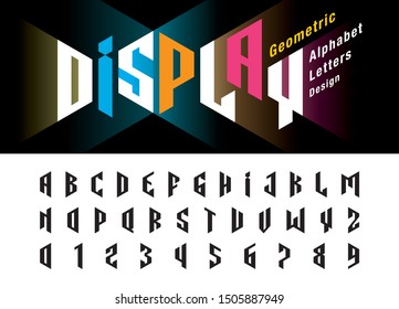 Vector of Distort Modern Alphabet Letters and numbers, Minimalist Font Design, Geometric triangle Alphabet Font, Minimal condensed Letters set for Futuristic, Perspective, aspect, attitude, Branding