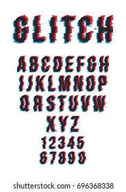 Vector Distorted Glitch Font. Glitch. Vector illustration