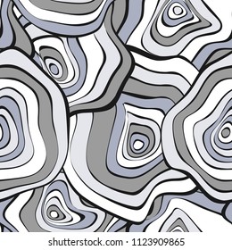 Vector Distorted Rounds. Abstract Seamless Pattern in Hipster Style. Hand Drawn Background with Wavy Circles. Psychedelic Flowing Abstraction. Seamless Wave Pattern for Fabric, Textile, Paper, Cloth.