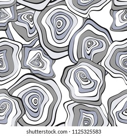 Vector Distorted Rounds. Abstract Seamless Pattern in Hipster Style. Hand Drawn Background with Wavy Circles. Psychedelic Flowing Abstraction. Seamless Wave Pattern for Fabric, Textile, Paper, Cloth.