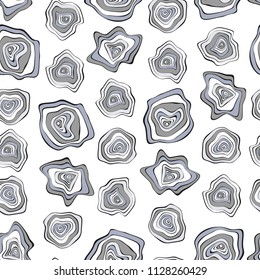 Vector Distorted Rounds. Abstract Seamless Pattern in Hipster Style. Hand Drawn Background with Wavy Circles. Psychedelic Flowing Abstraction. Seamless Wave Pattern for Fabric, Textile, Paper, Cloth.
