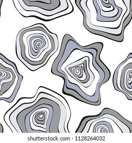 Vector Distorted Rounds. Abstract Seamless Pattern in Hipster Style. Hand Drawn Background with Wavy Circles. Psychedelic Flowing Abstraction. Seamless Wave Pattern for Fabric, Textile, Paper, Cloth.