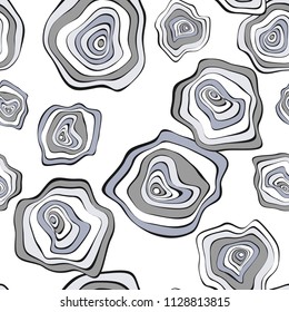 Vector Distorted Rounds. Abstract Seamless Pattern in Hipster Style. Hand Drawn Background with Wavy Circles. Psychedelic Flowing Abstraction. Seamless Wave Pattern for Fabric, Textile, Paper, Cloth.