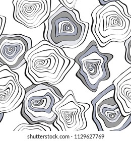 Vector Distorted Rounds. Abstract Seamless Pattern in Hipster Style. Hand Drawn Background with Wavy Circles. Psychedelic Flowing Abstraction. Seamless Wave Pattern for Fabric, Textile, Paper, Cloth.